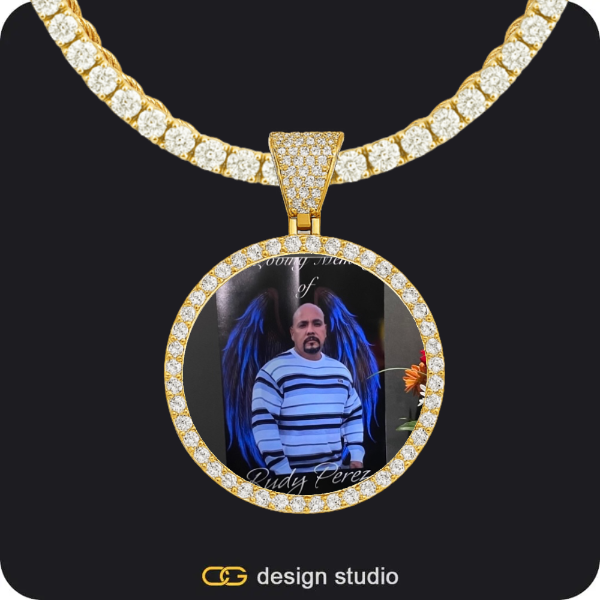 Custom Photo Pendant - Gold / Circle (3 cm) / Rope