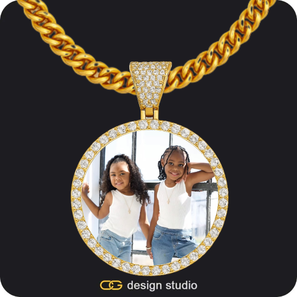 Custom Photo Pendant - Gold / Circle (4 cm) / Cuban (5mm)