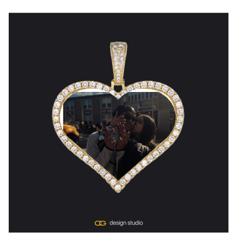 Custom Photo Pendant - Gold / Heart / Cuban (10mm)