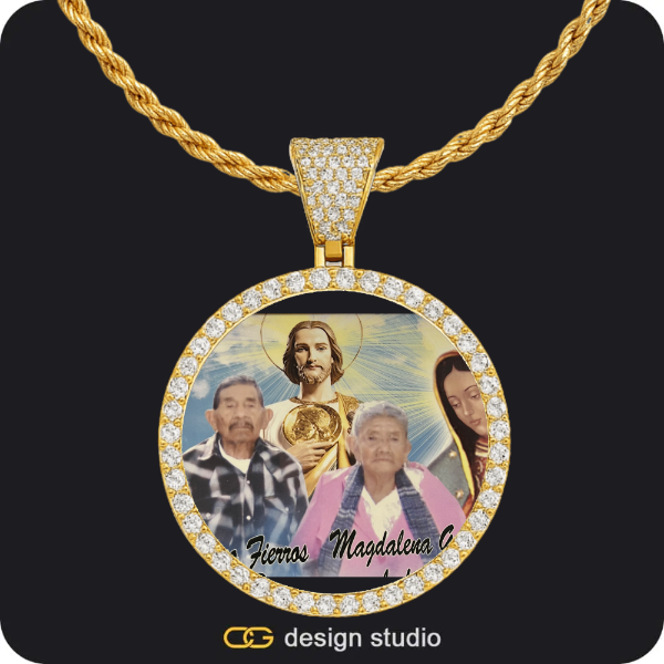 Custom Photo Pendant - Gold / Circle (4 cm) / Rope