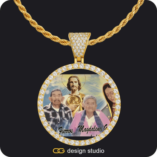 Custom Photo Pendant - Gold / Circle (4 cm) / Rope