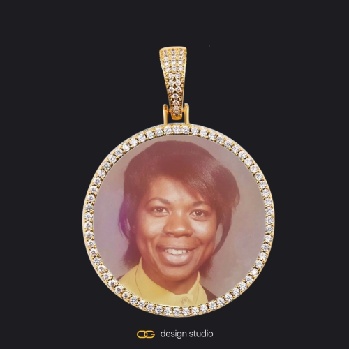 Custom Photo Pendant - Gold / Circle (4 cm) / Cuban (10mm)