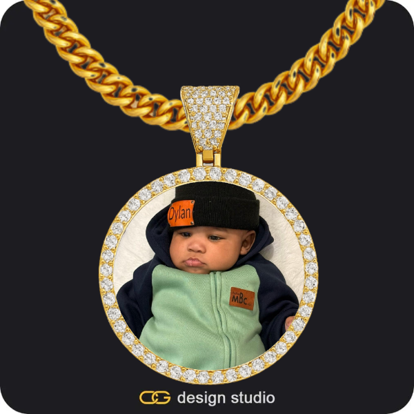 Custom Photo Pendant - Gold / Circle (4 cm) / Cuban (5mm)