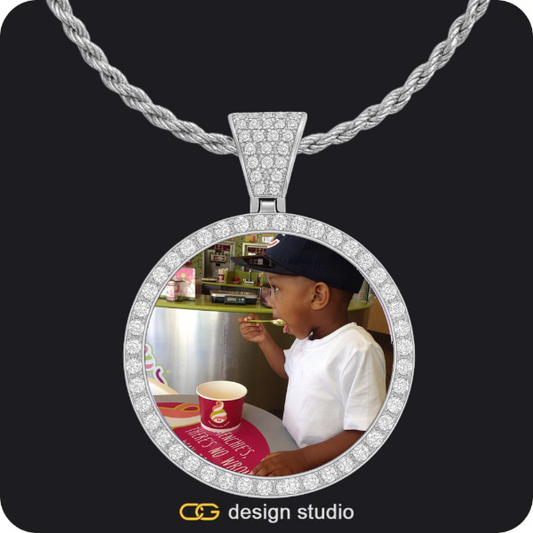 Custom Photo Pendant - Silver / Circle (4 cm) / Rope
