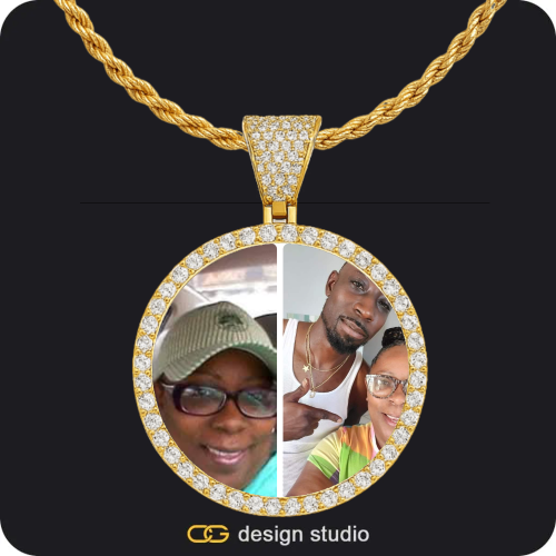 Custom Photo Pendant - Gold / Circle (4 cm) / Rope