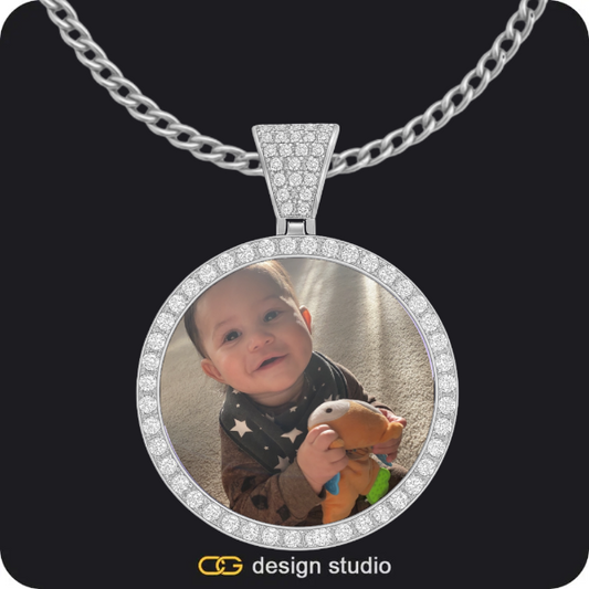 Custom Photo Pendant - Silver / Circle (4 cm) / Cuban (3mm)