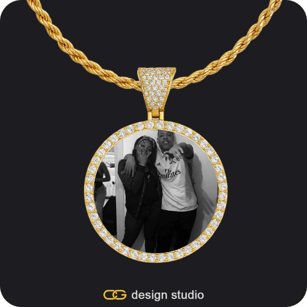 Custom Photo Pendant - Gold / Circle (3 cm) / Rope