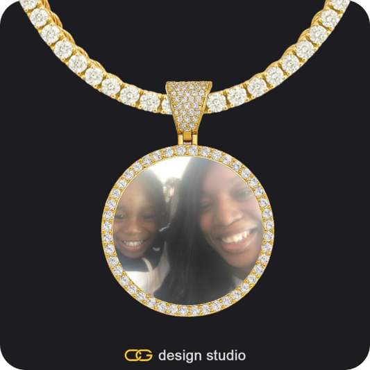 Custom Photo Pendant - Gold / Circle (3 cm) / Rope