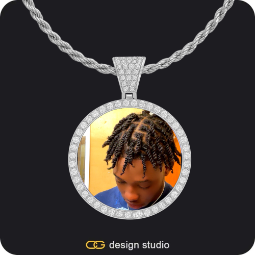 Custom Photo Pendant - Silver / Circle (3 cm) / Rope