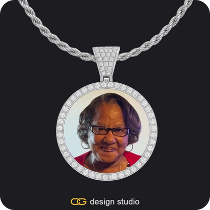 Custom Photo Pendant - Gold / Circle (3 cm) / Rope,Custom Photo Pendant - Silver / Circle (3 cm) / Rope
