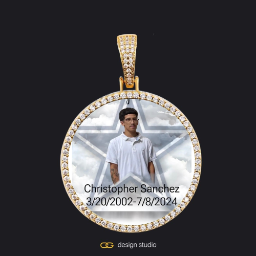 Custom Photo Pendant - Gold / Circle (3 cm) / Rope
