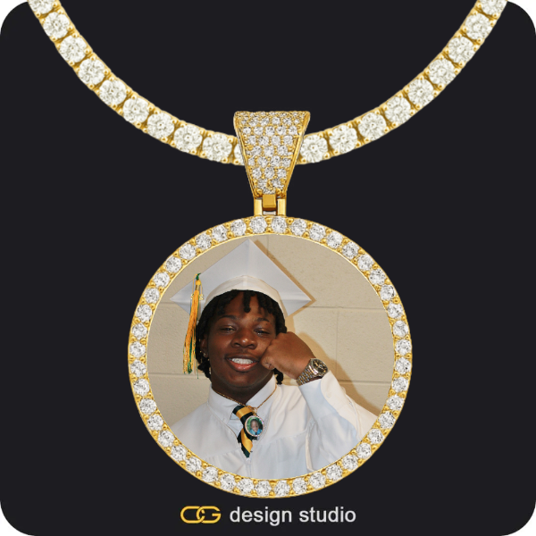 Custom Photo Pendant - Silver / Circle (4 cm) / Tennis,Custom Photo Pendant - Gold / Circle (4 cm) / Tennis,Custom Photo Pendant - Silver / Circle (4 cm) / Rope