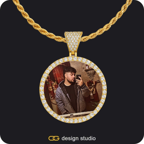 Custom Photo Pendant - Gold / Circle (3 cm) / Rope