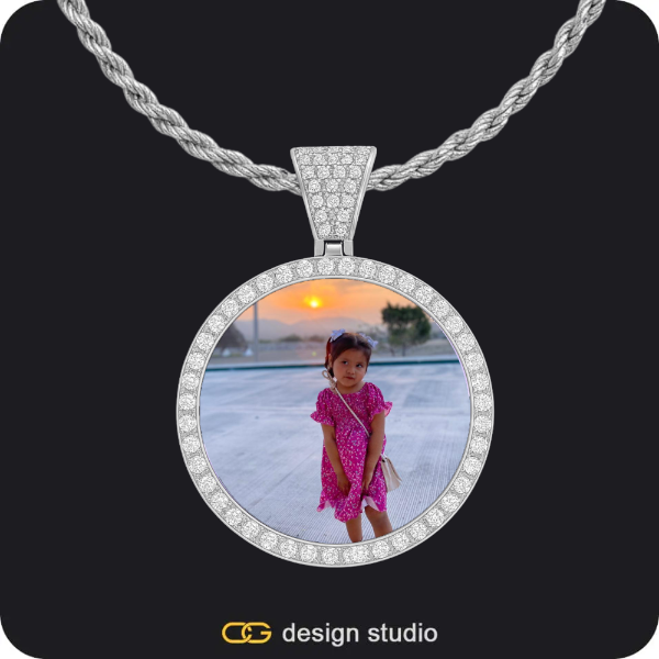 Custom Photo Pendant - Silver / Circle (3 cm) / Rope
