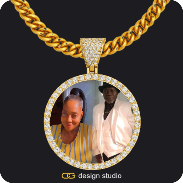 Custom Photo Pendant - Gold / Circle (4 cm) / Cuban (5mm)