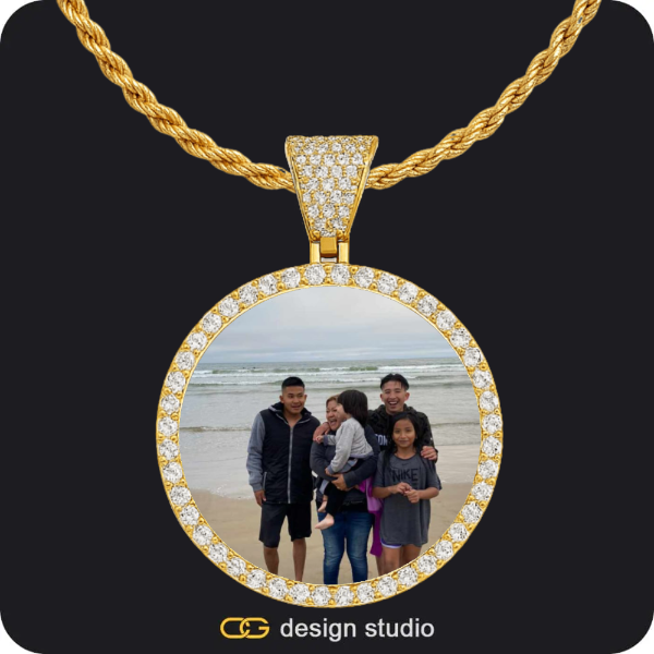 Custom Photo Pendant - Gold / Circle (4 cm) / Rope