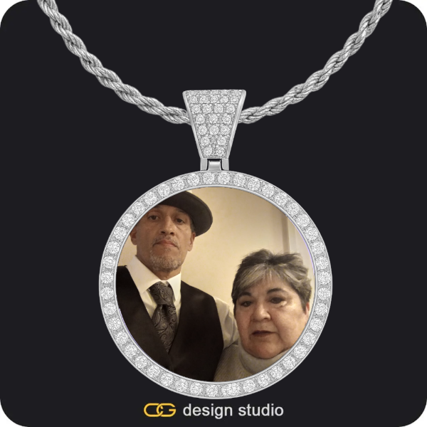 Custom Photo Pendant - Silver / Circle (4 cm) / Rope,Custom Photo Pendant - Silver / Circle (4 cm) / Rope