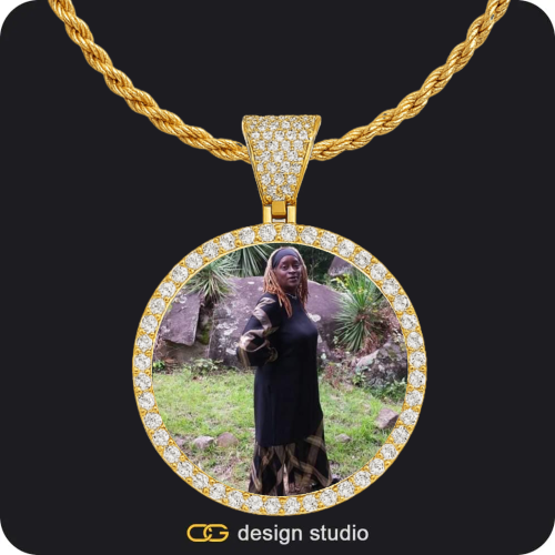 Custom Photo Pendant - Gold / Circle (4 cm) / Rope