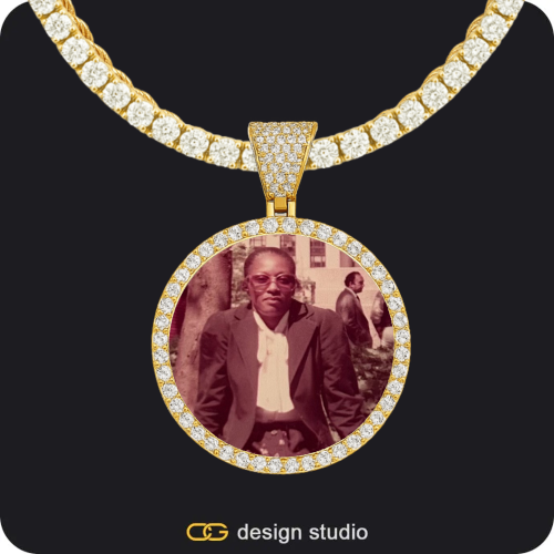 Custom Photo Pendant - Gold / Circle (3 cm) / Rope