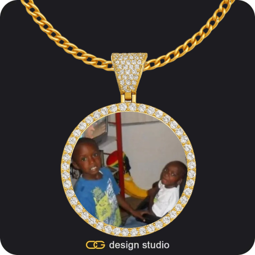 Custom Photo Pendant - Gold / Circle (4 cm) / Cuban (3mm)