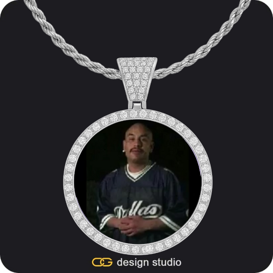 Clover Initial Necklace - R / 18 inch,Custom Photo Pendant - Silver / Circle (4 cm) / Rope