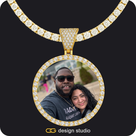 Custom Photo Pendant - Gold / Circle (4 cm) / Tennis