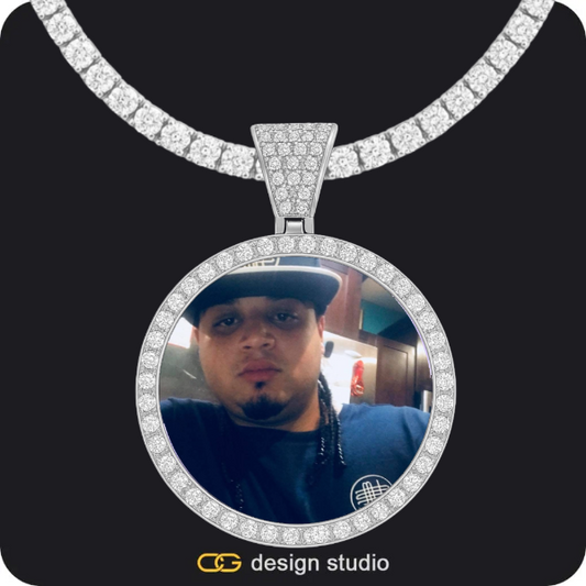 Custom Photo Pendant - Silver / Circle (4 cm) / Tennis