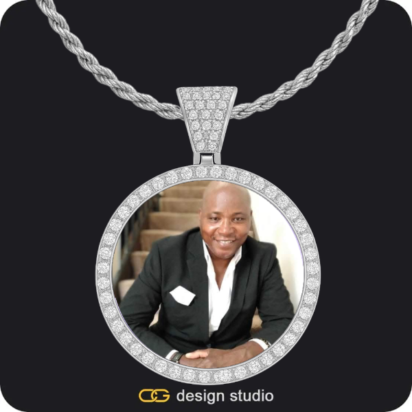 Custom Photo Pendant - Silver / Circle (4 cm) / Rope