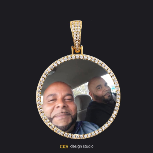 Custom Photo Pendant - Gold / Circle (4 cm) / Cuban (10mm)