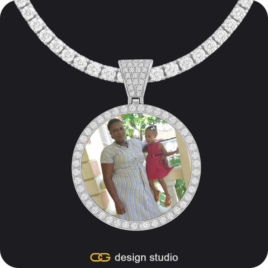Custom Photo Pendant - Silver / Circle (3 cm) / Tennis