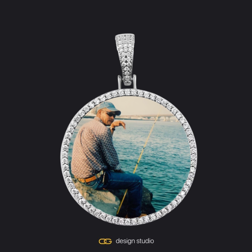 Custom Photo Pendant - Silver / Circle (4 cm) / Cuban (3mm)
