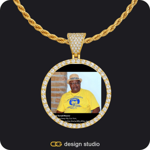 Custom Photo Pendant - Gold / Circle (3 cm) / Rope
