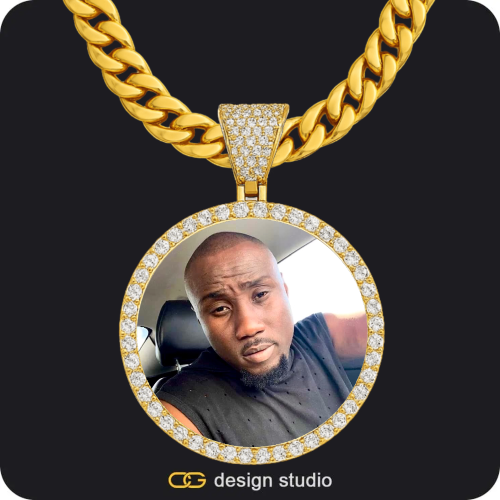 Custom Photo Pendant - Gold / Circle (4 cm) / Cuban (10mm)