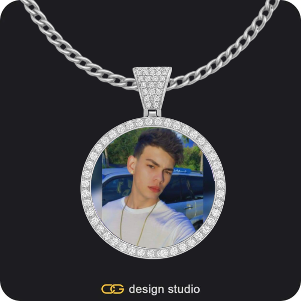 Custom Photo Pendant - Silver / Circle (3 cm) / Cuban (3mm)