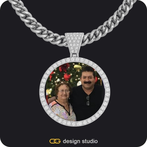 Custom Photo Pendant - Silver / Circle (3 cm) / Cuban (5mm)