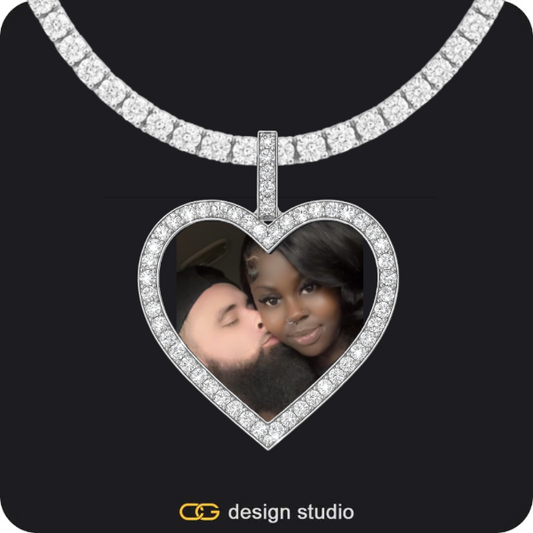 Custom Photo Pendant - Silver / Heart / Tennis