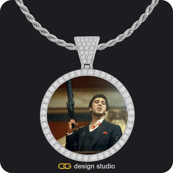 Custom Photo Pendant - Silver / Circle (4 cm) / Rope