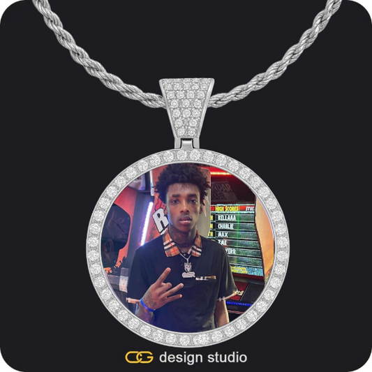 Custom Photo Pendant - Silver / Circle (4 cm) / Rope