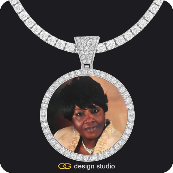 Custom Photo Pendant - Silver / Circle (4 cm) / Tennis