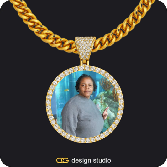 Custom Photo Pendant - Gold / Circle (3 cm) / Cuban (5mm)
