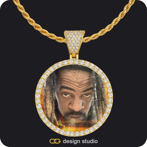 Custom Photo Pendant - Gold / Circle (4 cm) / Rope