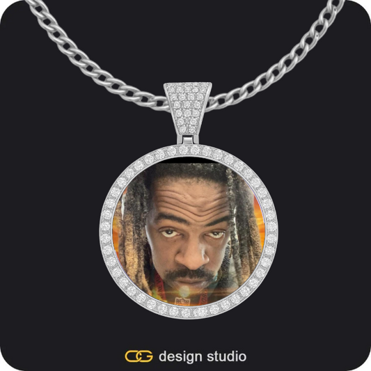 Custom Photo Pendant - Silver / Circle (3 cm) / Cuban (3mm)