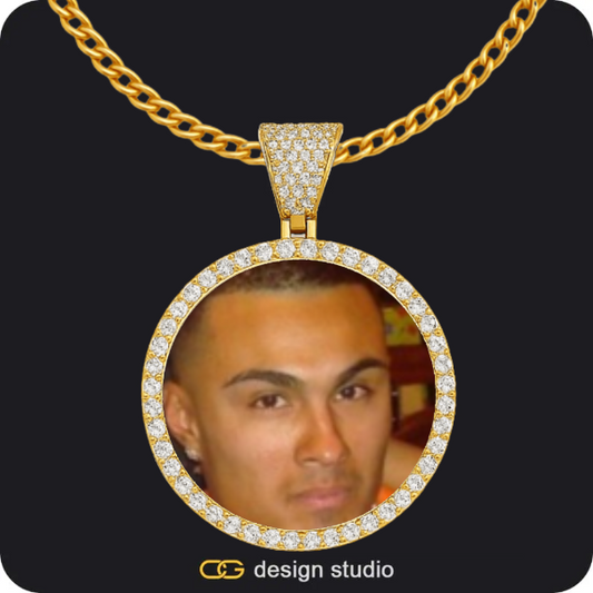 Custom Photo Pendant - Gold / Circle (4 cm) / Cuban (3mm)