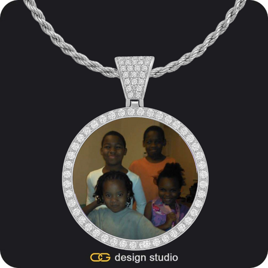 Custom Photo Pendant - Silver / Circle (4 cm) / Rope