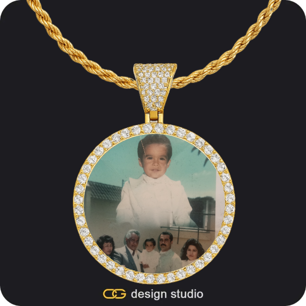 Custom Photo Pendant - Gold / Circle (4 cm) / Rope