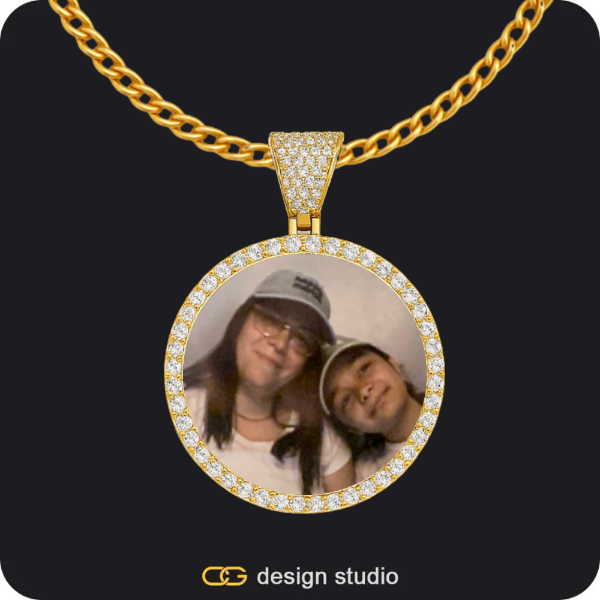 Custom Photo Pendant - Gold / Circle (3 cm) / Cuban (3mm)