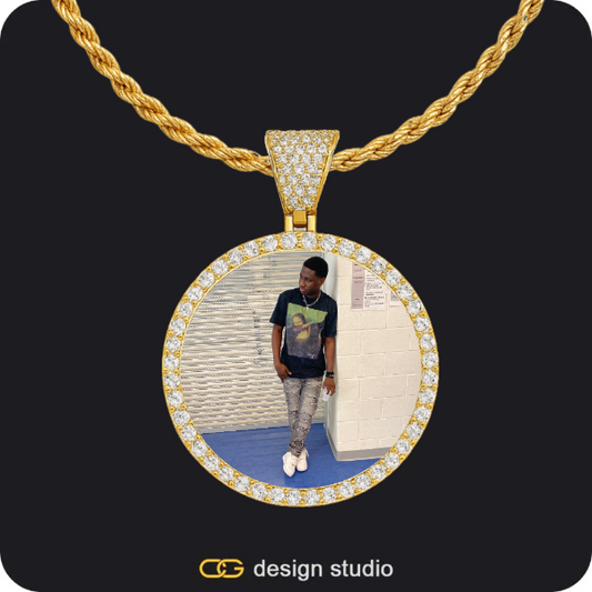 Custom Photo Pendant - Gold / Circle (3 cm) / Rope