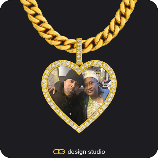 Custom Photo Pendant - Gold / Heart / Cuban (10mm)