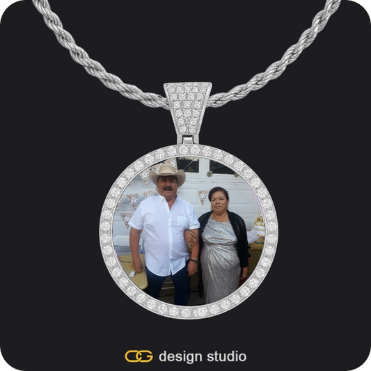 Custom Photo Pendant - Silver / Circle (3 cm) / Rope