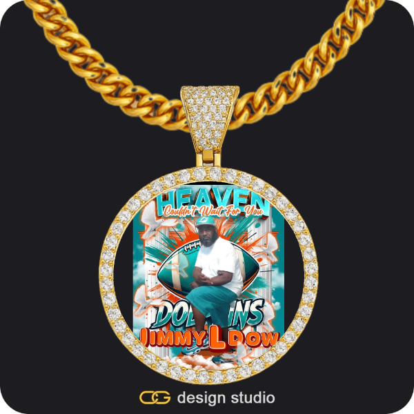 Custom Photo Pendant - Gold / Circle (4 cm) / Cuban (5mm)